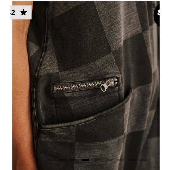 Rags Women’s Tank Romper Black Denim Check Size (L) NWT Snapless Jumpsuit - Picture 4 of 10